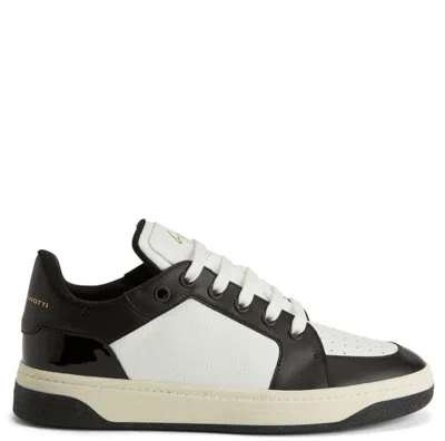 Giuseppe Zanotti Leather Sneakers With Patent Accents In Black
