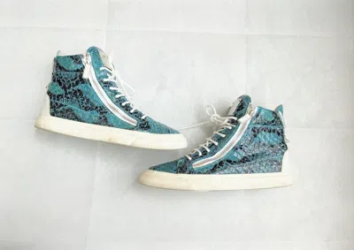Pre-owned Giuseppe Zanotti Sneakers Blue White 10 43 High Tops Snake