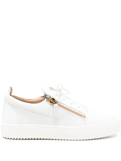 Giuseppe Zanotti Glossy Leather Sneakers In White