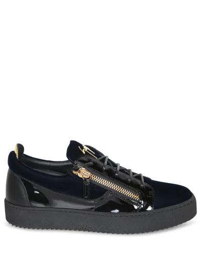 Giuseppe Zanotti Frankie Zip-detailed Lace-up Sneakers In Black