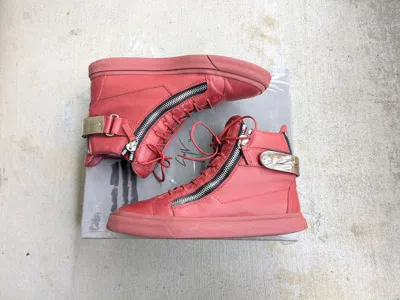 Pre-owned Giuseppe Zanotti Sneakers Red High Top Leather 9 42