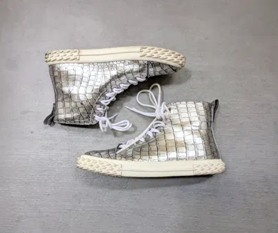 Pre-owned Giuseppe Zanotti Sneakers Silver Crocodile Embossed High Top In Multi