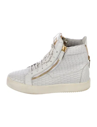 Pre-owned Giuseppe Zanotti Sneakers White Gold 11 44 High Tops Leather