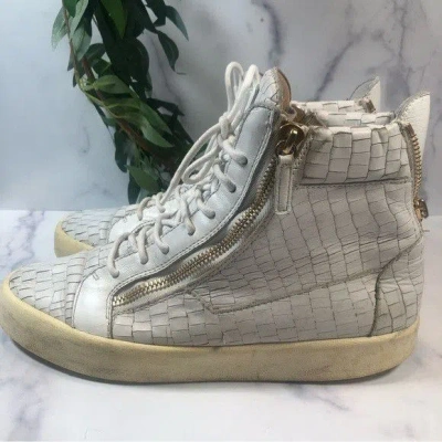 Pre-owned Giuseppe Zanotti Sneakers White Gold 11 44 Leather High Tops