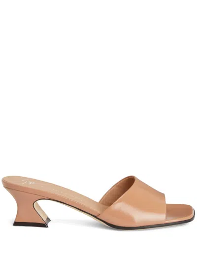 Giuseppe Zanotti Solhene 45m Leather Mules In Brown