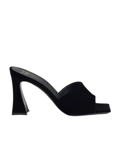 Giuseppe Zanotti Solhene Velvet Mules In Black