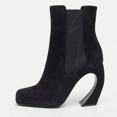 Pre-owned Giuseppe Zanotti Starwars Size 37 Black Suede Ankle Length Boots