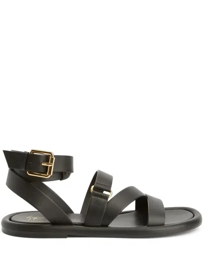 Giuseppe Zanotti Strappy Leather Sandals In Schwarz
