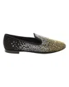 Giuseppe Zanotti Studded Smoking Slippers In Black Suede In Gold