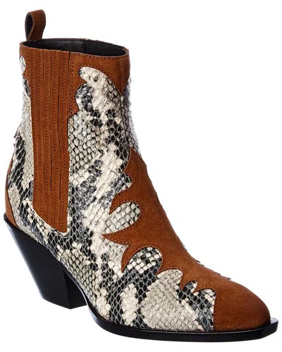 Giuseppe Zanotti Suede & Snakeskin Bootie In Black