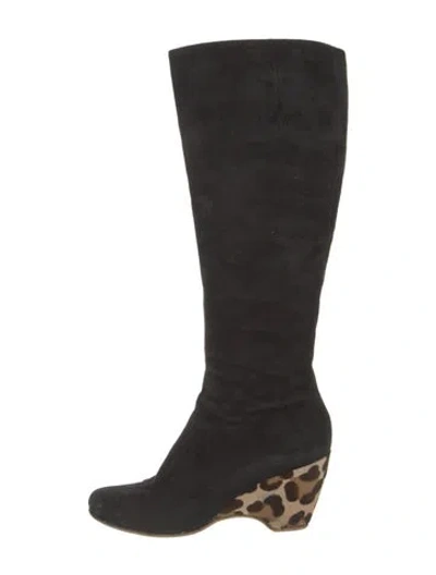 Pre-owned Giuseppe Zanotti Suede Animal Print Boots In Black