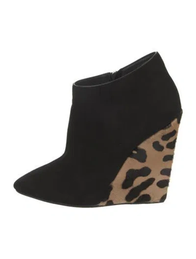 Pre-owned Giuseppe Zanotti Suede Animal Print Boots In Black