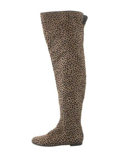 Pre-owned Giuseppe Zanotti Suede Animal Print Boots In Brown