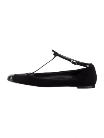 Pre-owned Giuseppe Zanotti Suede Ballet Flats In Black