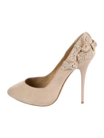 Pre-owned Giuseppe Zanotti Suede Bow Accents Pumps In Neutral