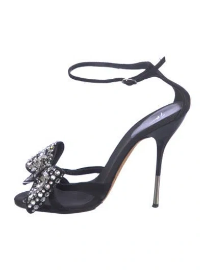 Pre-owned Giuseppe Zanotti Suede Bow Accents Sandals In Blue