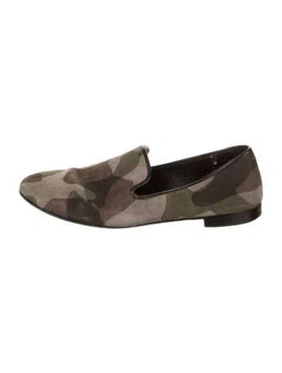 Pre-owned Giuseppe Zanotti Suede Camouflage Print Loafers In Brown