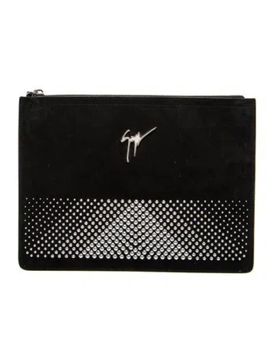 Pre-owned Giuseppe Zanotti Suede Clutch In Black