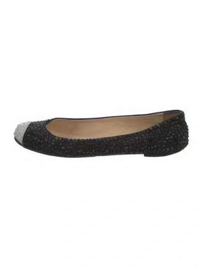 Pre-owned Giuseppe Zanotti Suede Colorblock Pattern Ballet Flats In Black