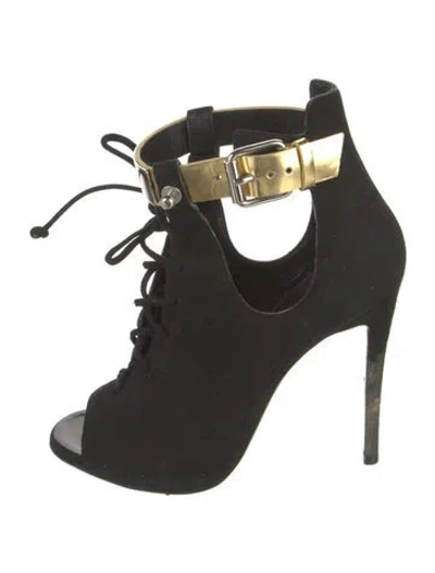 Pre-owned Giuseppe Zanotti Suede Colorblock Pattern Pumps In Black