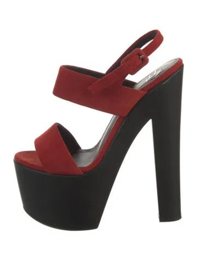 Pre-owned Giuseppe Zanotti Suede Colorblock Pattern Slingback Sandals In Multi