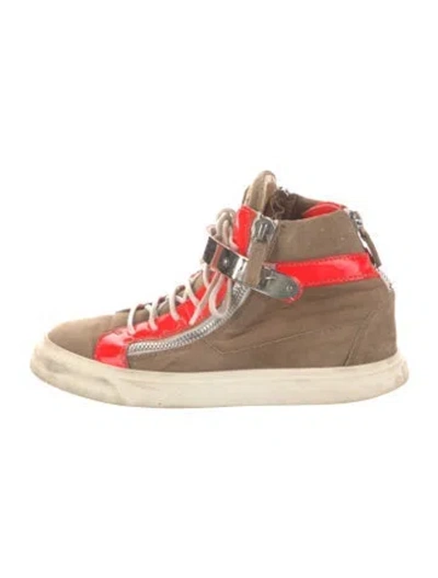 Pre-owned Giuseppe Zanotti Suede Colorblock Pattern Sneakers In Neutral