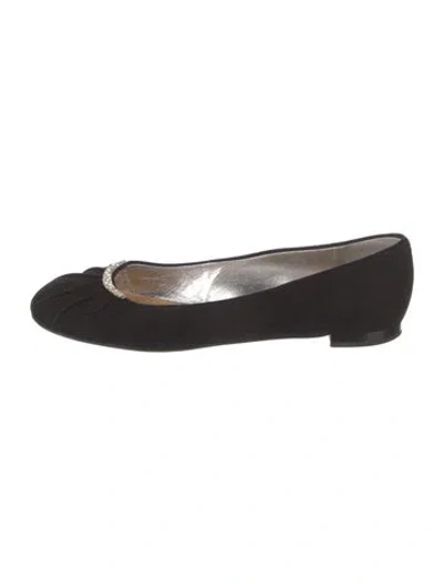Pre-owned Giuseppe Zanotti Suede Crystal Embellishments Ballet Flats In Black