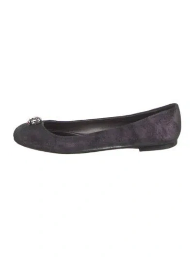 Pre-owned Giuseppe Zanotti Suede Crystal Embellishments Ballet Flats In Black