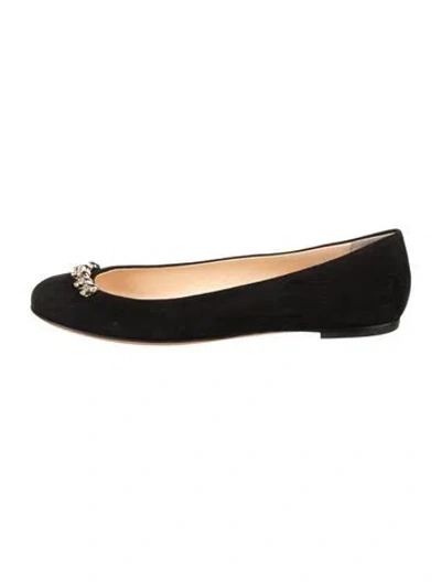Pre-owned Giuseppe Zanotti Suede Crystal Embellishments Ballet Flats In Black
