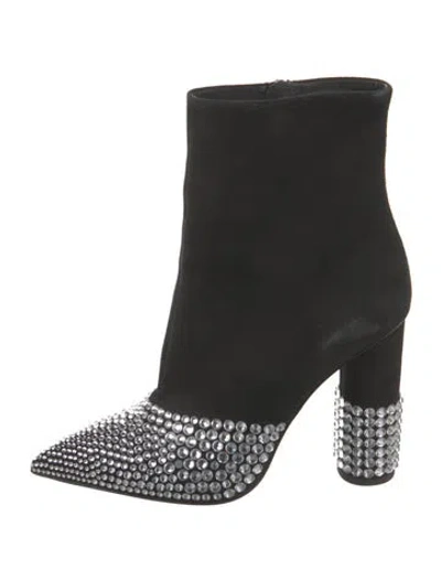 Pre-owned Giuseppe Zanotti Suede Crystal Embellishments Boots In Black