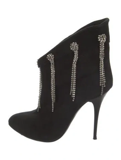 Pre-owned Giuseppe Zanotti Suede Crystal Embellishments Boots In Black