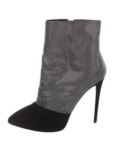 Pre-owned Giuseppe Zanotti Suede Crystal Embellishments Boots In Black