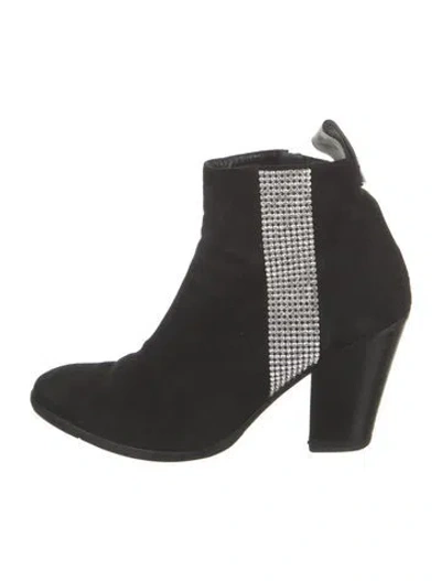 Pre-owned Giuseppe Zanotti Suede Crystal Embellishments Boots In Black