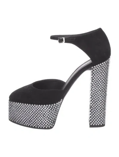 Pre-owned Giuseppe Zanotti Suede Crystal Embellishments D'orsay Pumps In Black
