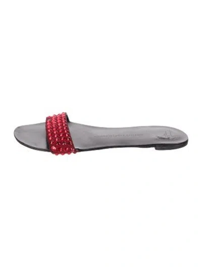 Pre-owned Giuseppe Zanotti Suede Crystal Embellishments Flats In Black/red