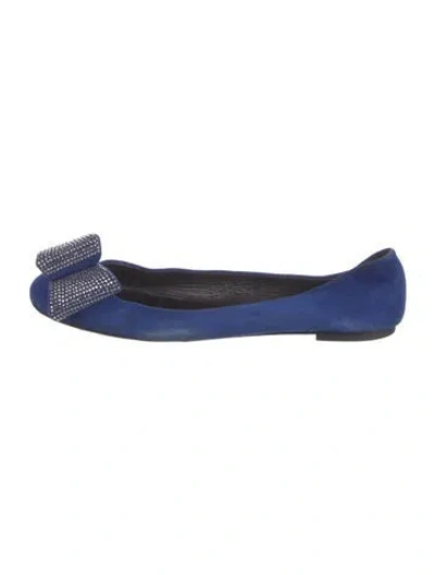 Pre-owned Giuseppe Zanotti Suede Crystal Embellishments Flats In Blue