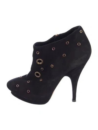 Pre-owned Giuseppe Zanotti Suede Crystal Embellishments Lace-up Boots In Multi
