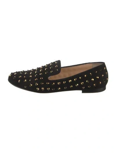 Pre-owned Giuseppe Zanotti Suede Crystal Embellishments Loafers In Black