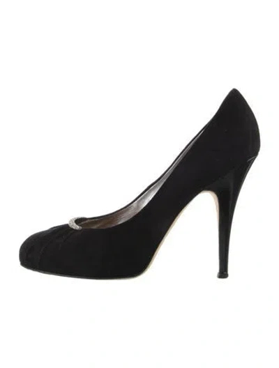Pre-owned Giuseppe Zanotti Suede Crystal Embellishments Pumps In Black