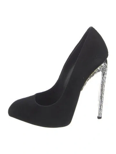 Pre-owned Giuseppe Zanotti Suede Crystal Embellishments Pumps In Black