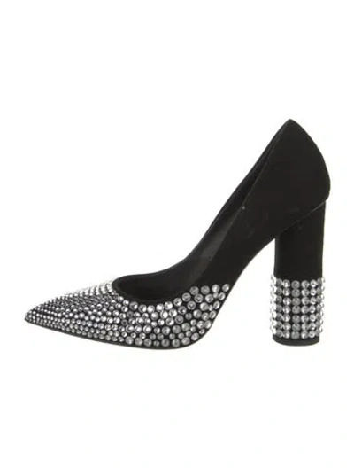 Pre-owned Giuseppe Zanotti Suede Crystal Embellishments Pumps In Black