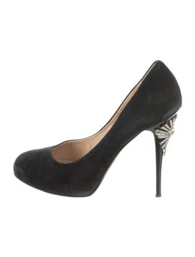 Pre-owned Giuseppe Zanotti Suede Crystal Embellishments Pumps In Black