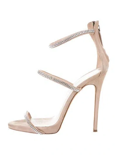 Pre-owned Giuseppe Zanotti Suede Crystal Embellishments Sandals