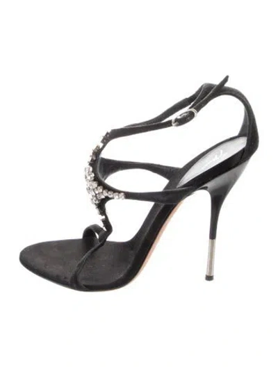 Pre-owned Giuseppe Zanotti Suede Crystal Embellishments Sandals In Black