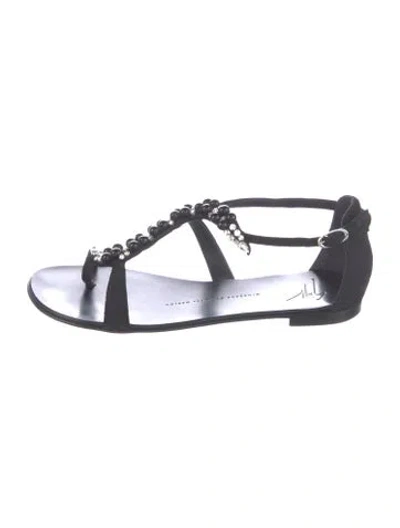 Pre-owned Giuseppe Zanotti Suede Crystal Embellishments Sandals In Black
