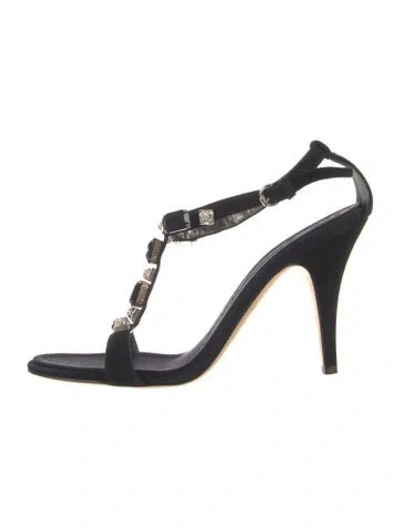 Pre-owned Giuseppe Zanotti Suede Crystal Embellishments Sandals In Black