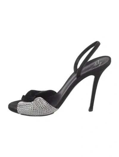 Pre-owned Giuseppe Zanotti Suede Crystal Embellishments Sandals In Black