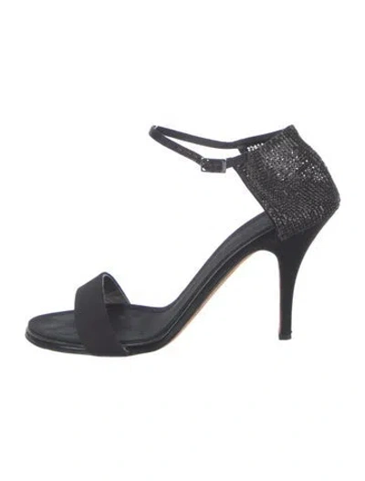 Pre-owned Giuseppe Zanotti Suede Crystal Embellishments Sandals In Blue
