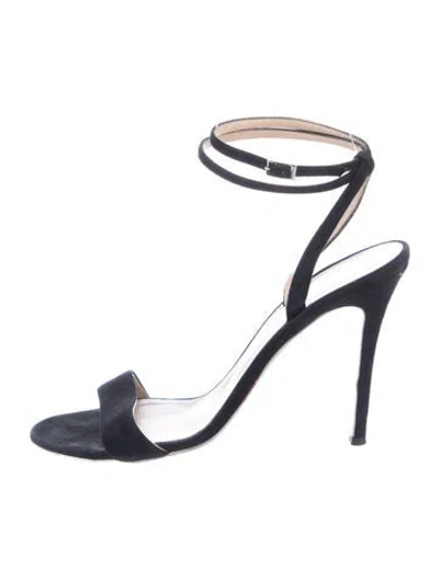 Pre-owned Giuseppe Zanotti Suede Crystal Embellishments Sandals In Blue