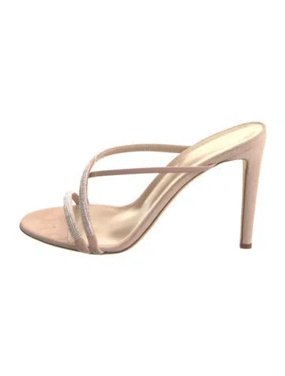 Pre-owned Giuseppe Zanotti Suede Crystal Embellishments Sandals In Pink